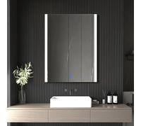 TUKAILAi Wall Mounted Mirror with LED Lights 800 X 600 mm Bathroom Mirror with Touch Sensor Control Adjustable Brightness Vanity Mirror Illuminated Backlit Shaving Mirror for Bathroom Bedroom