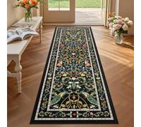TUKDAK Runner Rugs for Hallway Non Slip 60x180cm, Black Animal Washable Kitchen Carpet Runner, Boho Forest Floral Long Hall Rug for Entryway Bedroom Laundry Living Room, Low Pile Non Shedding