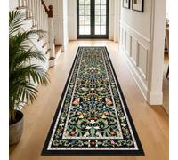 TUKDAK Runner Rugs for Hallway Non Slip 60x240cm, Black Animal Washable Kitchen Carpet Runner, Boho Forest Floral Long Hall Rug for Entryway Bedroom Laundry Living Room, Low Pile Non Shedding