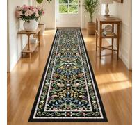 TUKDAK Runner Rugs for Hallway Non Slip 60x300cm, Black Animal Washable Kitchen Carpet Runner, Boho Forest Floral Long Hall Rug for Entryway Bedroom Laundry Living Room, Low Pile Non Shedding
