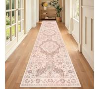 TUKDAK Vintage Runner Rugs for Hallway 60x300cm, Pink Orange Boho Non-Slip Hallway Runner Rug, Washable Low Pile Floor Carpet for Entryway, Hall Carpet for Kitchen Bathroom Bedroom Doorway Laundry