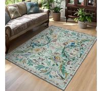 TUKDAK Washable Area Rug for Living Room Green 120×180cm, Boho Soft Bedroom Rug Non-shedding Non-slip, Short Pile Animal Floor Carpet for Kitchen Office Bathroom Kids Nursery Room