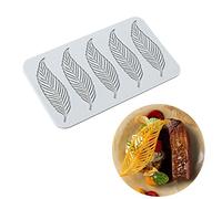 TUKE 3D Leaves Silicone Molds Flower Cake Fondant Mat Bee Leaf Pastry Moulds Rose Impression Chocolate Hollow Lace Mold (Feather_7.8x4.6x0.12inch_H)