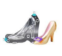 TUKE 3D Polycarbonate Chocolate Molds with Clips High Heel Shoe Mold DIY Crystal Jelly Lady Shoes Mould Candy Cake Decoration Desserts Fondant Model Baking Pastry Tool (XS_4.52 x 3.2 x 1.4inch)