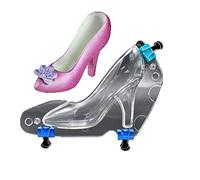 TUKE 3D Polycarbonate Chocolate Molds with Clips High Heel Shoe Mold DIY Crystal Jelly Lady Shoes Mould Candy Cake Decoration Desserts Fondant Model Baking Pastry Tool (L_7.8 x 6.8 x 2.88inch)