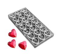TUKE Polycarbonate Chocolate Mold Diamond Heart Shape 21 Cavity Plastic DIY Candy Molds for Handmade Chocolates Baking Cake Decorating Reusable Food Safe