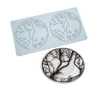 TUKE Silicone Baking Molds, Tree Forest G 10.36x5.32x0.12inch, Hollow 3D Fondant Lace Chocolate Candy Molds for Baking