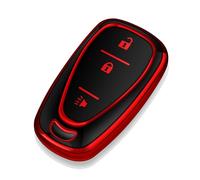Tukellen for Chevrolet Key Fob Cover Special Soft TPU Key Case Key Shell Compatible with 2016-2024 Chevy Blazer Bolt EV Camaro Cruze Equinox Malibu Sonic Spark Traverse Key Shell(Red, 3 Buttons)