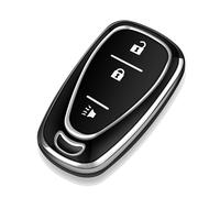 Tukellen for Chevrolet Key Fob Cover Special Soft TPU Key Case Key Shell Compatible with 2016-2024 Chevy Blazer Bolt EV Camaro Cruze Equinox Malibu Sonic Spark Traverse Key Shell(Black, 3 Buttons)