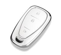 Tukellen for Chevrolet Key Fob Cover Special Soft TPU Key Case Key Shell Compatible with 2016-2024 Chevy Blazer Bolt EV Camaro Cruze Equinox Malibu Sonic Spark Traverse Key Shell(White, 3 Buttons)
