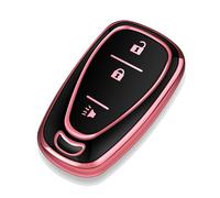 Tukellen for Chevrolet Key Fob Cover Special Soft TPU Key Case Key Shell Compatible with 2016-2024 Chevy Blazer Bolt EV Camaro Cruze Equinox Malibu Sonic Spark Traverse Key Shell(Pink, 3 Buttons)