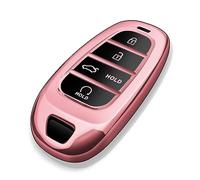 Tukellen for Hyundai Key Fob Cover Soft TPU Full Protection Key Shell Key Case Compatible with 2022 2021 2020 2019 Sonata Santa Fe Tucson Key Shell (Pink, 5 Buttons)