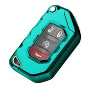 Tukellen for Jeep Key Fob Cover Premium Soft Full Protection Key Shell Key Case Compatible with 2020-2026 Gladiator JT Sahara JLU 2018-2026 Wrangler JL JLU Rubicon-Green