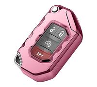 Tukellen for Jeep Key Fob Cover Premium Soft Full Protection Key Shell Key Case Compatible with Jeep 2020 2021 Gladiator JT Sahara JLU 2018-2021 Jeep Wrangler JL JLU Rubicon(Pink)