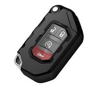 Tukellen for Jeep Key Fob Cover Premium Soft Full Protection Key Shell Key Case Compatible with Jeep 2020 2021 Gladiator JT Sahara JLU 2018-2021 Jeep Wrangler JL JLU Rubicon-Deep Black