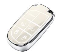 Tukellen for Jeep Key Fob Cover Special Soft TPU Key Case Key Shell Compatible with Grand Cherokee Renegade Chrysler Dodge RAM Journey Dart Fiat Durango Challenger Key Shell (White)