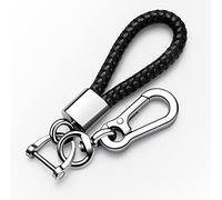 Tukellen for Leather Weave Keychain Suit for car Keychain Keyring Present for Man and Woman，Durable and Comfortable - black - S