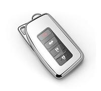 Tukellen for Lexus Key Fob Cover Premium Soft TPU Full Protection Key Shell Key Case Compatible with Lexus ES is GS NX LS RX RC 300h 350 200t 250 300 F 450h 460 600h Smart Key Fob Remote Key-Silver