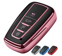 Tukellen for Toyota Key Fob Cover,Special Soft TPU Key Case Cover Protector Compatible with 2018-2022 RAV4 Camry Corolla Avalon C-HR Prius GT86 Highlander (only for Keyless go) Rose Gold
