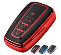 Tukellen for Toyota Key Fob Cover,Special Soft TPU Key Case Cover Protector Compatible with 2018-2021 RAV4 Camry Corolla Avalon C-HR Prius GT86 Highlander (only for Keyless go)-Red