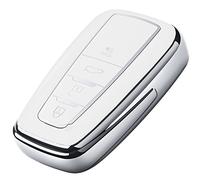 Tukellen for Toyota Key Fob Cover,Special Soft TPU Key Case Cover Protector Compatible with 2020-2022 Highlander Corolla Prius, 2018-2024 RAV4 Camry Avalon C-HR GT86 (only for Keyless go)-White