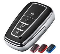Tukeller for Toyota Key Fob Cover,Special Soft TPU Key Case Cover Protector Compatible with 2018 Toyota Camry Smart Remote(only for Keyless go) 4 Buttons Silver