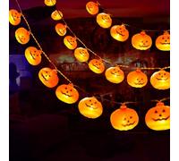 Tukeoo Halloween Decorations Lights: 5M 30LED Waterproof 3D Pumpkin String Lights Battery Operated, Halloween Decor Outdoor Indoor for Party Gate PATIO Garden Yard