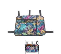 TUKEVA Mobility Aid Wheelchair Accessory with 4 Compartments Armrest Bag for Wheelchairs Storage Bag for Seniors Hanging Wheelchair Bag for Most Wheelchairs and Walkers (Floral Pattern)