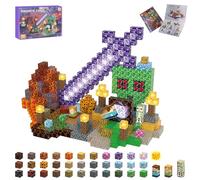 TUKIIE Magnetic Blocks, 100PCS 1inch Magnetic Building Blocks Build Magnete Dark Diamond Sword Toy, Light Up Stacking Cube Toys for Kids Boys Girls 3+