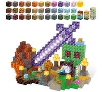 TUKIIE Magnetic Blocks, 100PCS 1inch Magnetic Building Blocks Build Magnete Dark Sword Toy, Light Up Stacking Cube Toys Gifts for Kids Boys Girls 3+