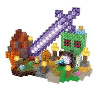 TUKIIE Magnetic Blocks, 100PCS Magnetic Building Blocks Build 3D Dark Diamond Sword Toy, Light Up Magnet Stacking Cube Toys for Kids Boys Girls 3+ Years Old