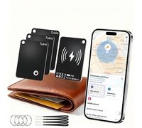 Tukio Smart Air Tracker Card 4 Pack Works with Apple Find My, Rechargeable Wallet Tracker with Wireless Charging, Ultra Thin IP68 Waterproof Bluetooth Tag Locator for Luggage, Passport, Keys & Lanyard