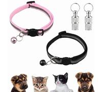 TUKNN Reflective Cat Collar with Bell, Quick Release, Safe, Anti-Lost Tags, Adjustable 19-32 cm (Black + Pink)