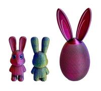 TUKRKRS 3D Printed Luminous Easter Egg with Bunny Inside - 8.5" Large Glow in the Dark Rabbit Figurine Surprise - Gradient Rainbow Color PLA Egg Container - Unique Easter Basket Stuffer(Iridescent#1)