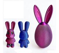 TUKRKRS 3D Printed Luminous Easter Egg with Bunny Inside - 8.5" Large Glow in the Dark Rabbit Figurine Surprise - Gradient Rainbow Color PLA Egg Container - Unique Easter Basket Stuffer(Laser Purple)