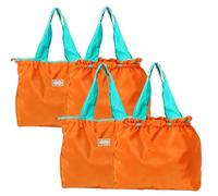 TUKRKRS 4PACK Foldable Shopping Bag, Reusable Heavy Duty Tote with Strong Handles for Groceries, Errands, and Trips, Holds Up to 35 lbs, 17.3 × 16.5 × 3.9in