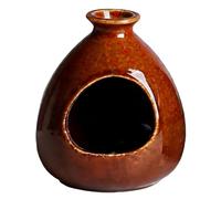 TUKRKRS Creative Ceramic Cave Planter Pot for Succulents Air Plants Ferns Unique Gourd Shape Flower Container Micro Landscape Terrarium Grotto for Zen Desk Decor (Speckled Earthy Glaze)(Style 1)