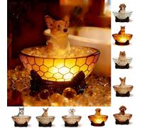 TUKRKRS Vintage Night Light for Seniors, Bubble Bath cat Lamp with Warm Glow, Nostalgic Gift for Elderly, Non-Slip Base for Quiet Evenings, 4.3 x 4.3 x 5.5 Inches(Corgi Reading Light)