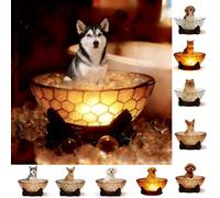 TUKRKRS Vintage Night Light for Seniors, Bubble Bath cat Lamp with Warm Glow, Nostalgic Gift for Elderly, Non-Slip Base for Quiet Evenings, 4.3 x 4.3 x 5.5 Inches(Husky Reading Light)