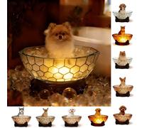TUKRKRS Vintage Night Light for Seniors, Bubble Bath cat Lamp with Warm Glow, Nostalgic Gift for Elderly, Non-Slip Base for Quiet Evenings, 4.3 x 4.3 x 5.5 Inches(Pomeranian Reading Light)