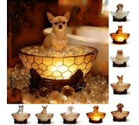TUKRKRS Vintage Night Light for Seniors, Bubble Bath cat Lamp with Warm Glow, Nostalgic Gift for Elderly, Non-Slip Base for Quiet Evenings, 4.3 x 4.3 x 5.5 Inches(Chihuahua Reading Light)