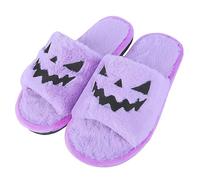 Tukuisi Halloween Spooky Slides Jack O Lantern Pumpkin Slippers Soft Fuzzy Slippers Shoes Gifts For Women Men