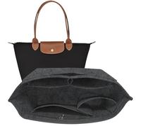 TUKYWAN Felt Purse Organizer Insert for Longchamp Bag, Handbag Organizer Compatible with le pliage Shoulder Bag, Divider Pocket and Zipper Inner (Beige, Large)