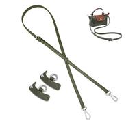 TUKYWAN Leather Purse Straps for Longchamp Bag,Shoulder Strap Replacement Adjustable fit Le Pliage Mini Handbag, Green, strap+buckle