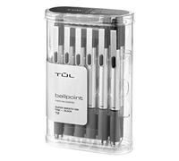 TUL Retractable Ballpoint Pen BP3 Fine Point 0.8 mm Silver Barrel Black Ink Pack of 12