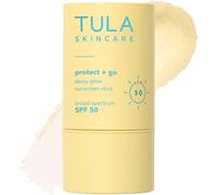 TULA Skin Care Protect + Go Dewy Glow Sunscreen Stick SPF 50 - Skincare-First Non-Greasy Mess-Free On-the-go Application & Reef-Safe with Pollu