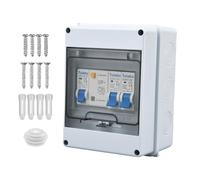 Tulabu 2 Way Consumer Unit Circuit Breaker, IP65 Weatherproof for Garages | Anti-Leakage Fuse Box, 1P+N40 1P6 1P16A, Impact resistance and flame retardancy, for Caravans, Outbuildings