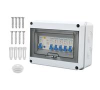 Tulabu 5 Way Consumer Unit Circuit Breaker, IP65 Weatherproof for Garages | Anti-Leakage Fuse Box, 63A 1P+N +6 6 10 20 32A, Impact resistance and flame retardancy, for Caravans, Outbuildings