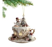 tulahkomen Coffee Cup Ornaments for Christmas Tree,Tree Ornaments Outdoor - 2D Acrylic Coffee Cup Shape Snow House Pendant for Car Interior Bedside Men Women Workplace Backpack Bookshelf