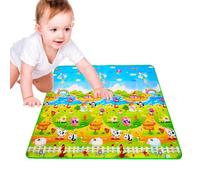 tulahkomen Crawling Mat, Large Play Mats for, Crawling Play Mat for Floor, 71x79 Inch Large Educational Tummy Time Area Rug, Foldable Non-Slip Super Soft Padded Playmat